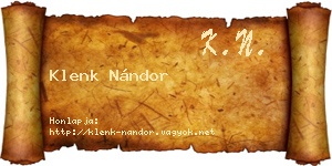 Klenk Nándor névjegykártya